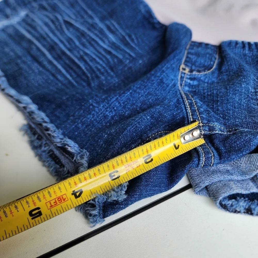 Motherhood Maternity Denim Jean Denim Shorts Cuffed Raw Hem Full Belly Panel M